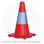 hi vis pvc traffic cone with reflective band