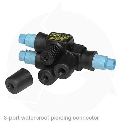 3-port waterproof piercing connector