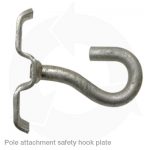 pole attachment safety hook plate