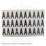 reflective black on white letters