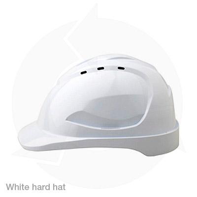 white hard hat