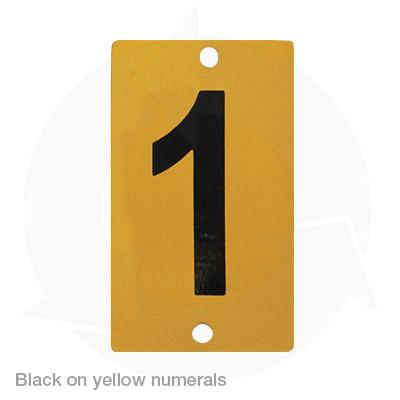 black on yellow numerals